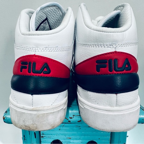 File Varallo White High Top Leather Sneakers Size 10 - Picture 3 of 10